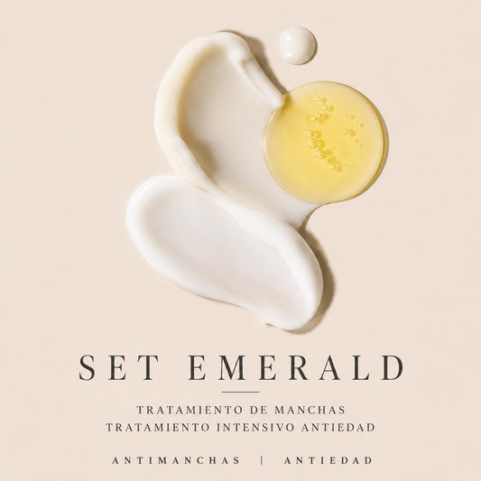 Set Emerald | Rutina despigmentante antiedad con Sérum Facial 3 en 1 y Crema
