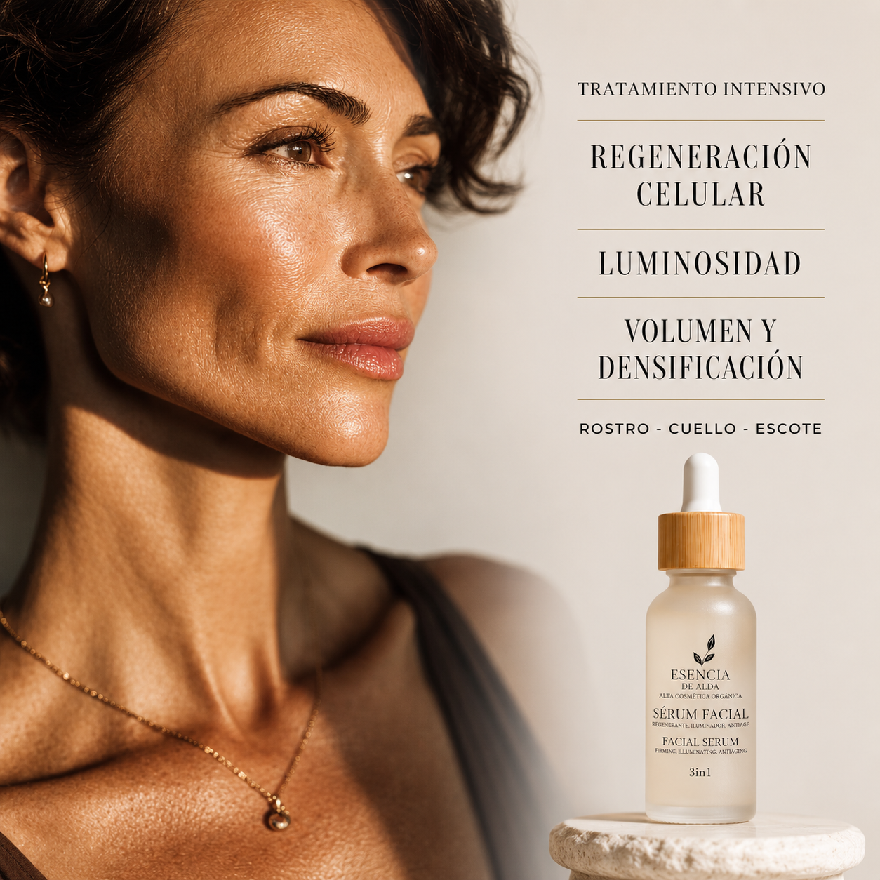 Sérum facial antiedad 3 en 1 con péptidos, niacinamida y ácido hialurónico