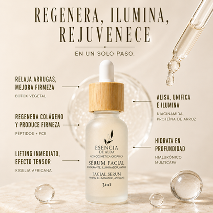 Sérum facial antiedad 3 en 1 con péptidos, niacinamida y ácido hialurónico