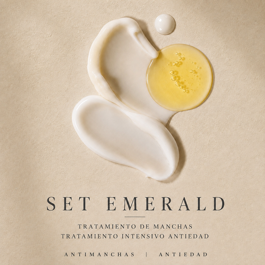 Set Emerald | Rutina despigmentante antiedad con Sérum Facial 3 en 1 y Crema