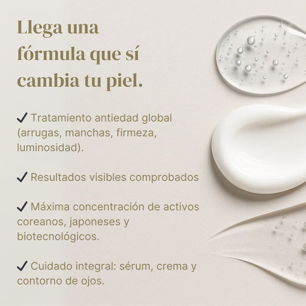 SET PLATINUM | Contorno de Ojos Efecto Flash+ Serum Facial 3 in 1 + Crema Facial Despigmentante Antiedad