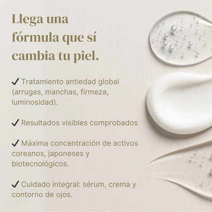 SET PLATINUM | Contorno de Ojos Efecto Flash+ Serum Facial 3 in 1 + Crema Facial Despigmentante Antiedad