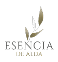 Logo of Esencia de Alda with leaves on a white background
